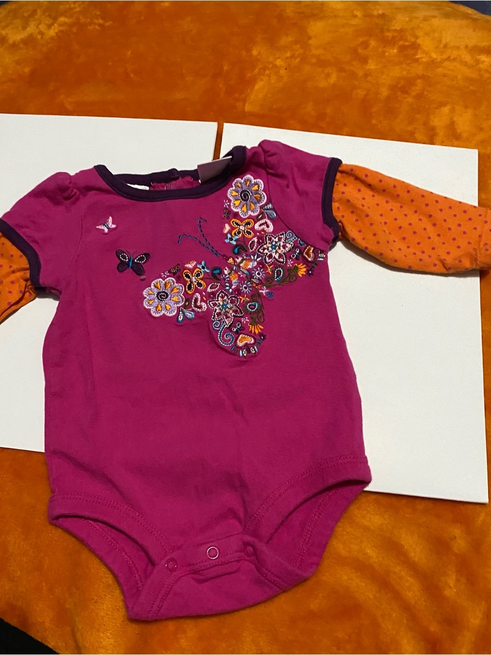 Koala kids fushia/orange Embroidered Onesie w matching pants